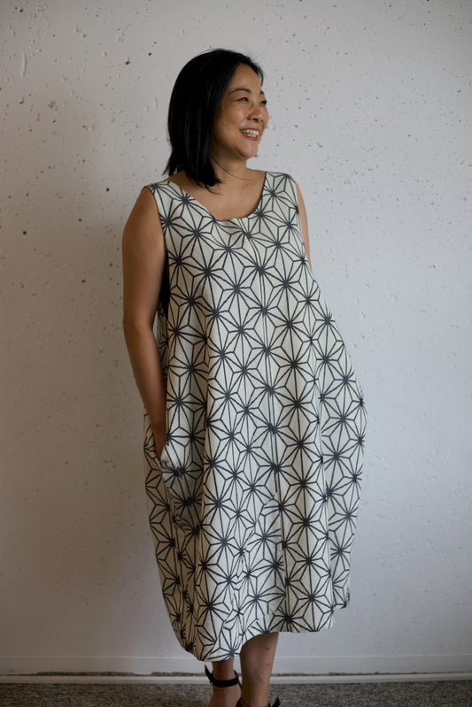 TSUMUGI(Silk) dress with hemp pattern