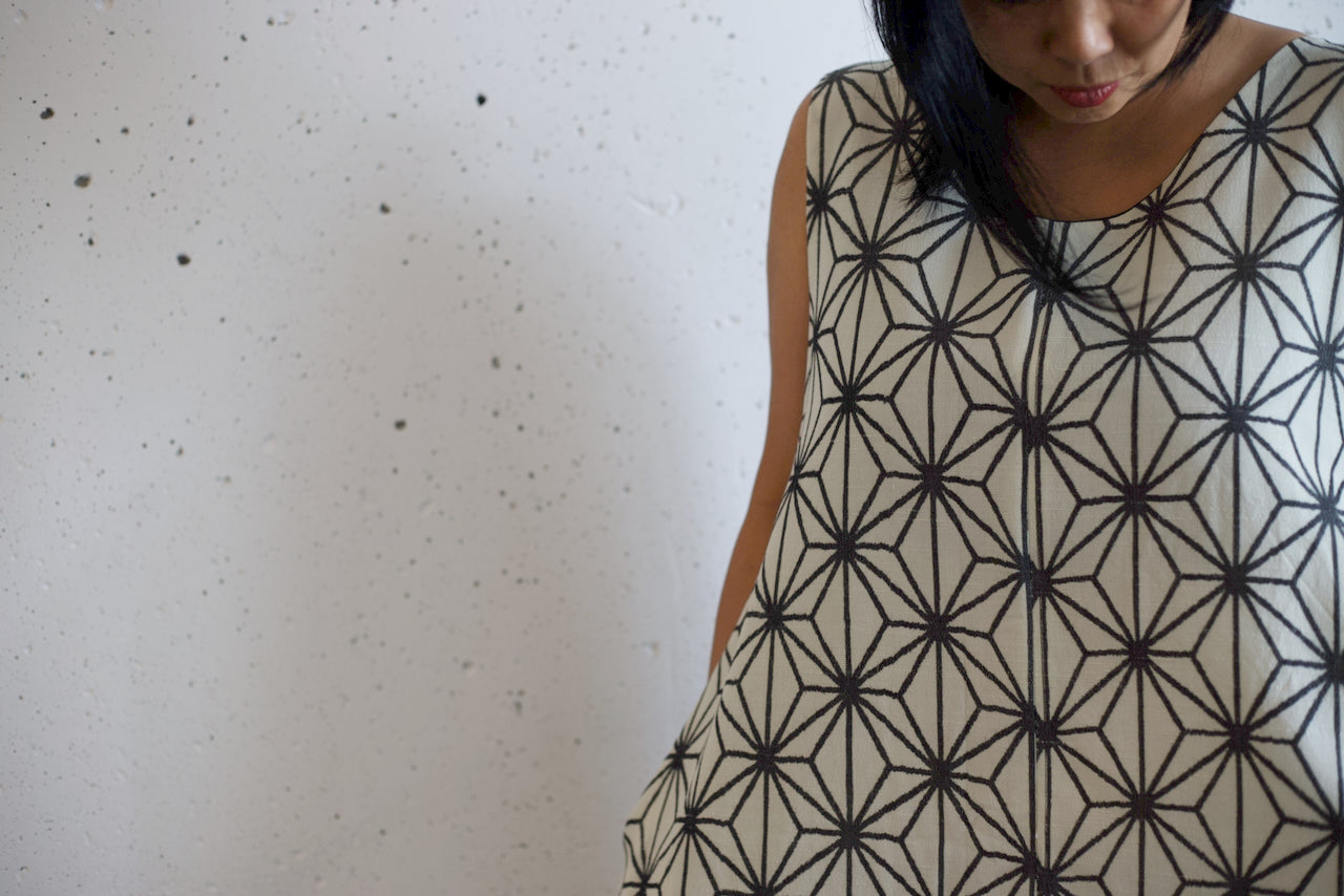 TSUMUGI(Silk) dress with hemp pattern