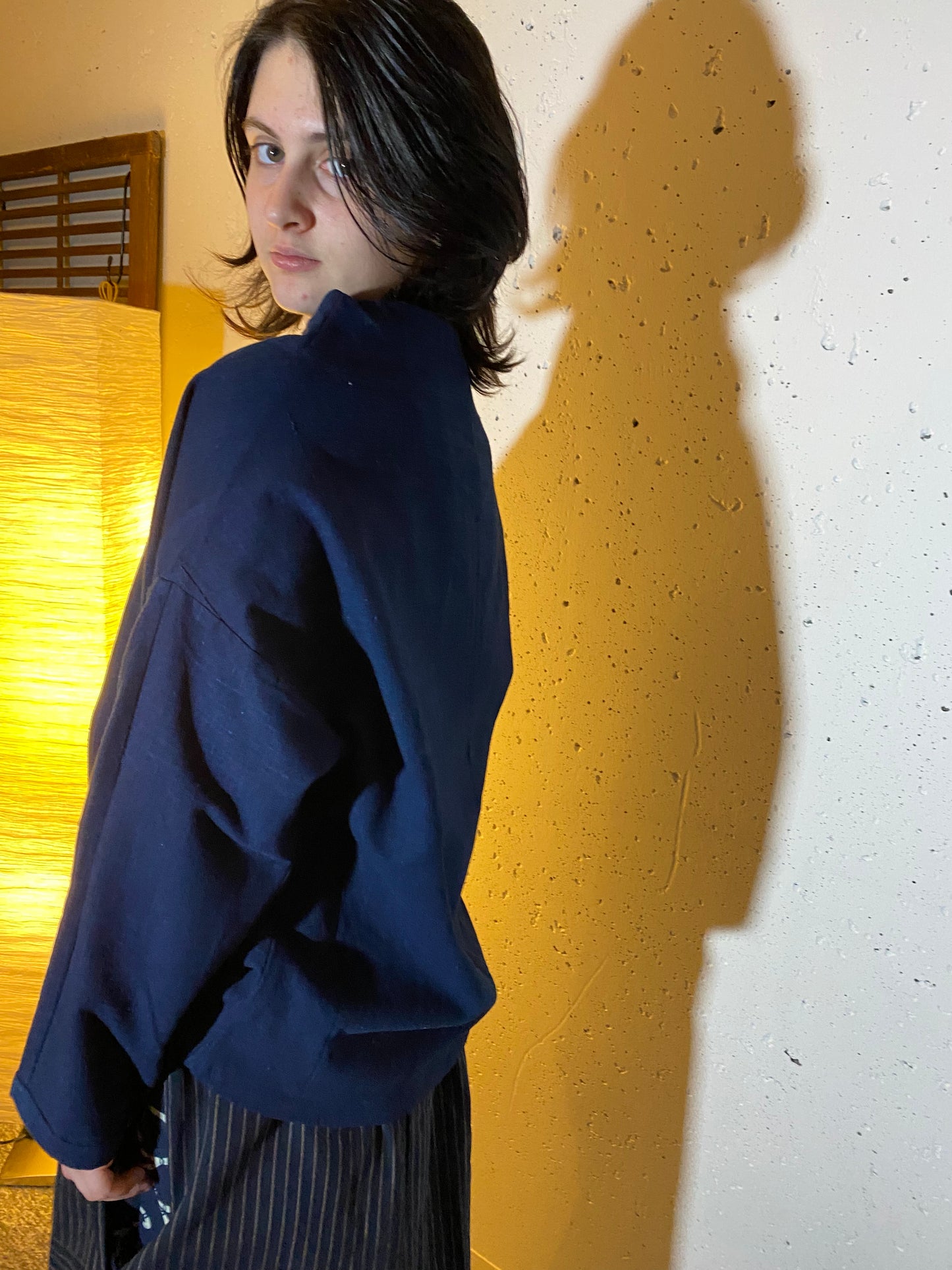 Long-sleeved shirts made from indigo-dyed fabric