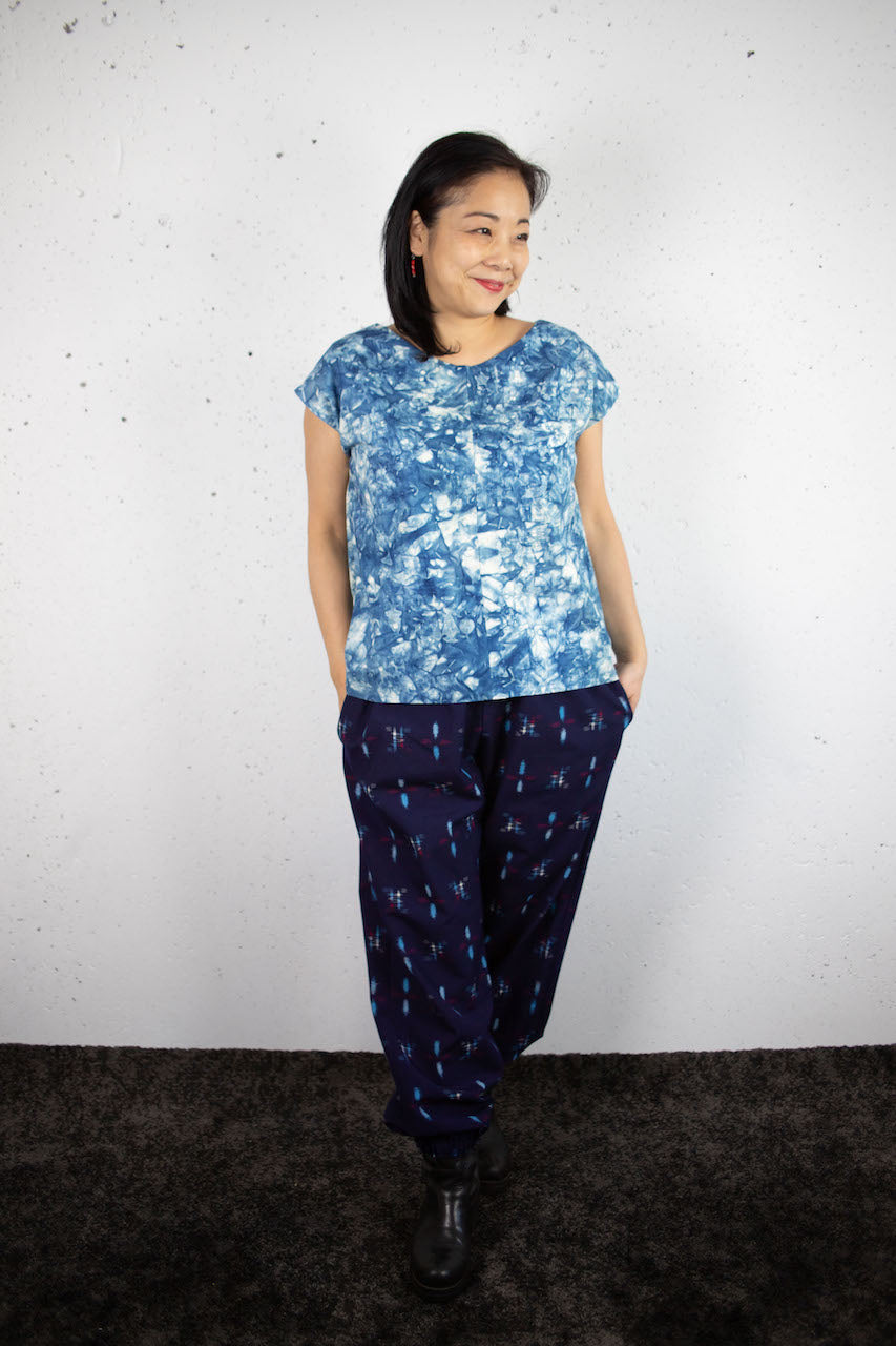 Mompé trousers made from muslin woven kimono.