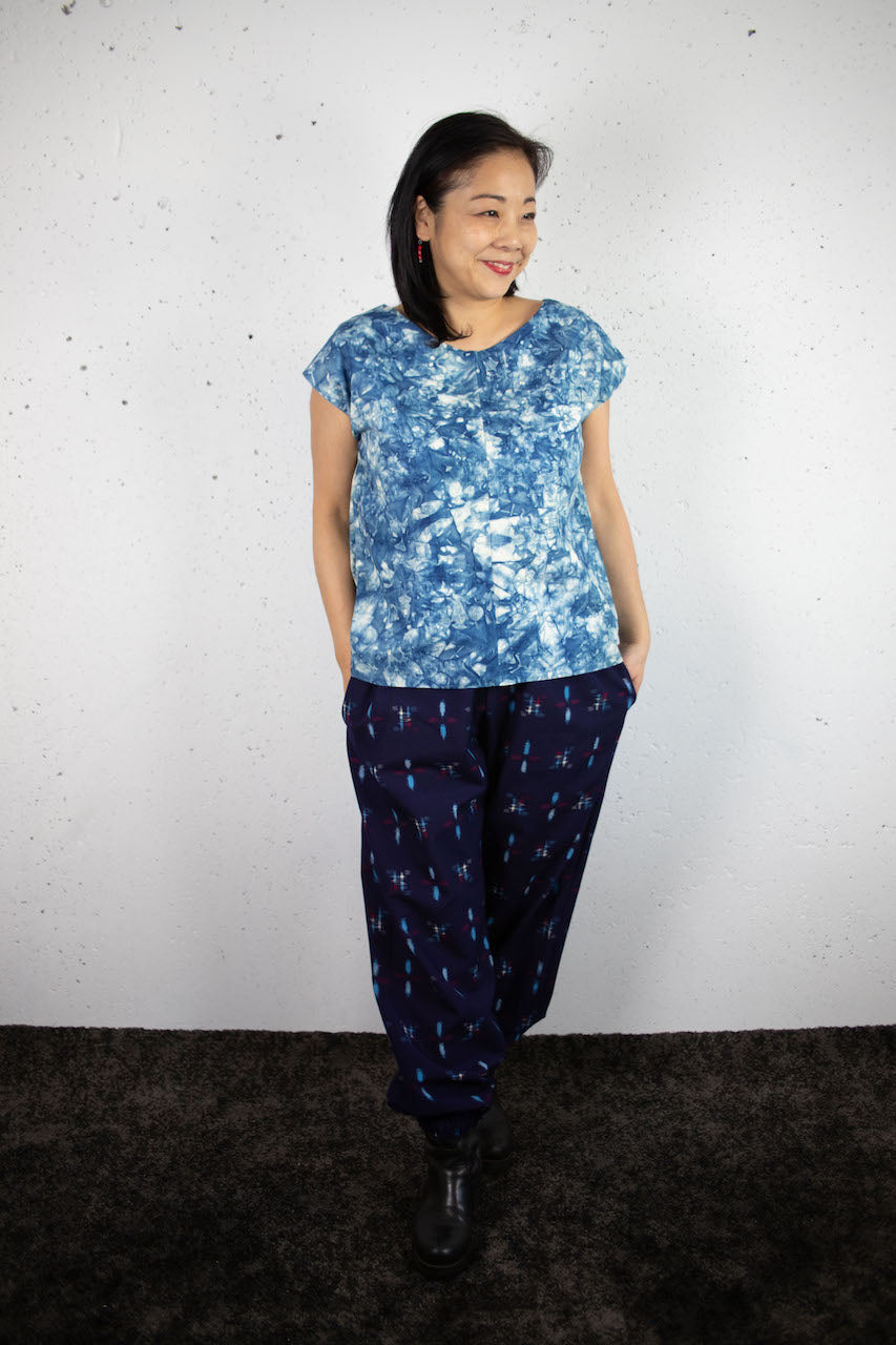 Mompé trousers made from muslin woven kimono.