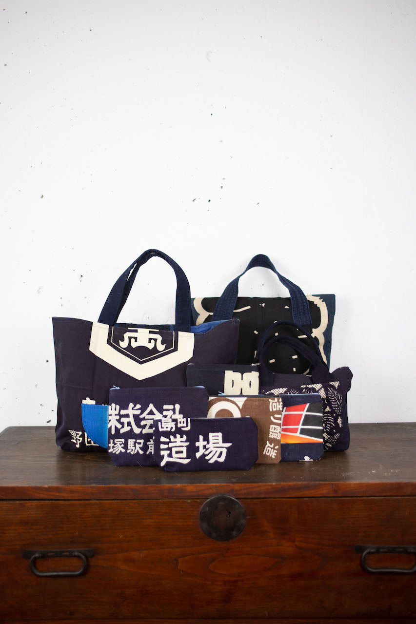 Vintage Japanese Indigo Tote Bag Featuring TENKAIPPIN (天下一品) Logo