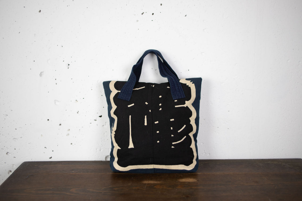 handbag with old japanese indigo-cloth