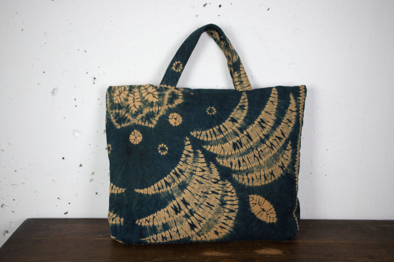 Tie-dye persimmon tannin-dyed tote bag
