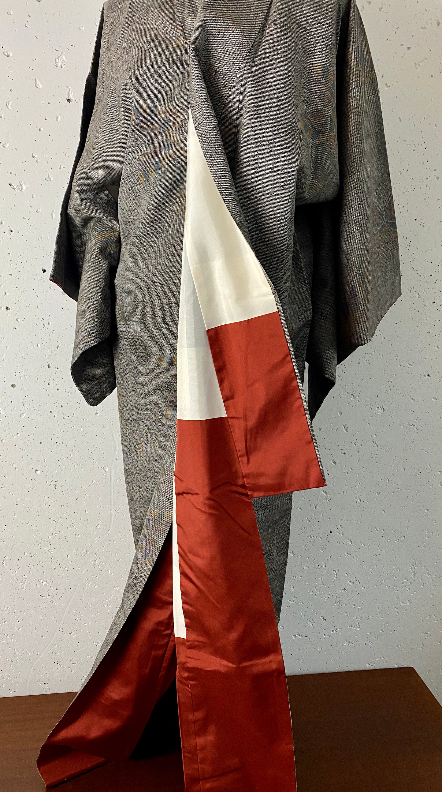 Quality Kimono /Dark grey, butterfly pattern