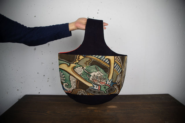 Handcrafted Indigo Banner Bag – One-of-a-Kind Design with Traditional Samurai Spirit