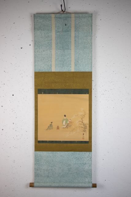 Elegant Noble Figure – Hand-Painted Hanging Scroll for Tea Room (Meiji to Early Showa Era)