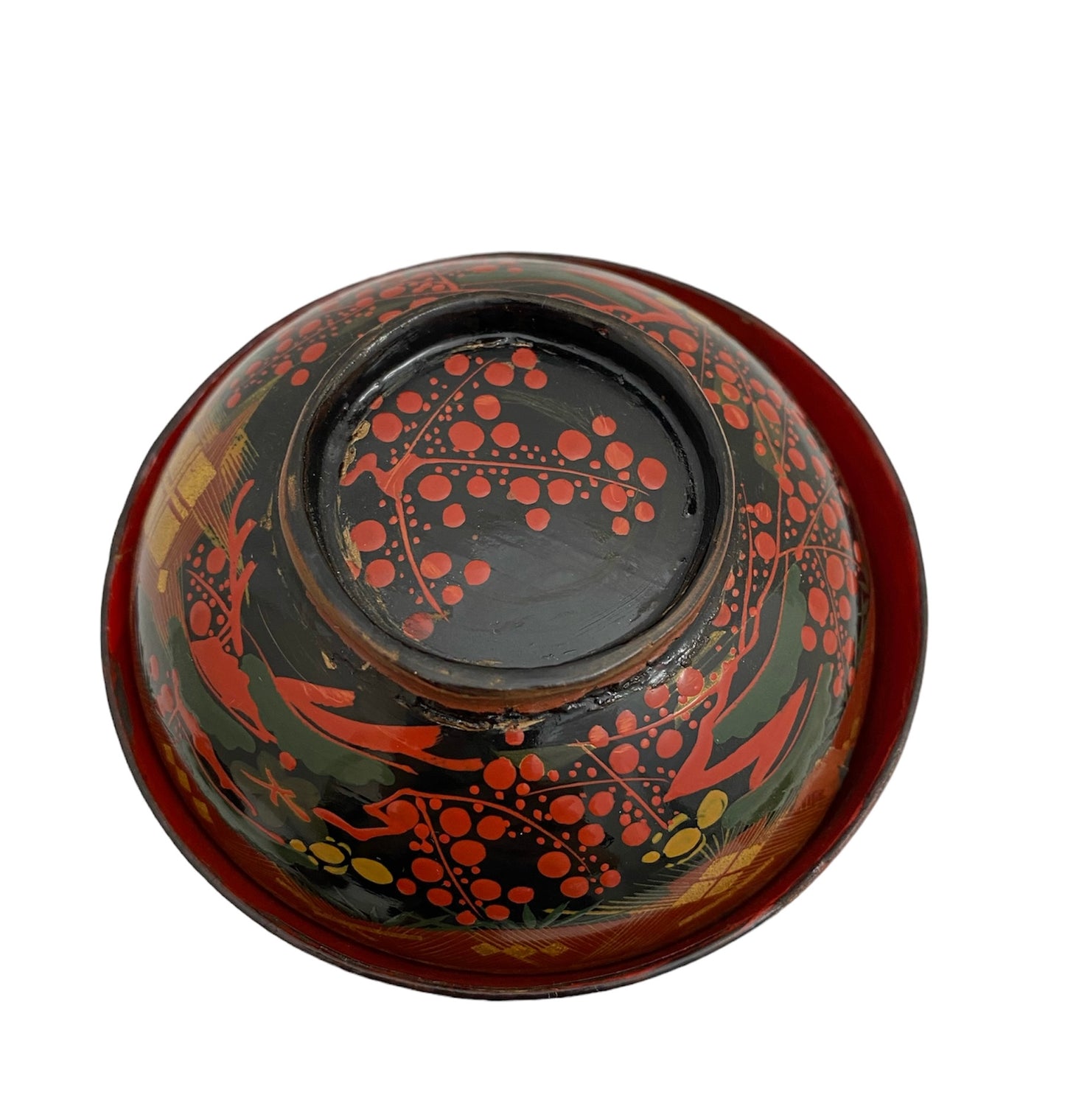 antique Aizu lacquer ware Japanese soup bowl With cover