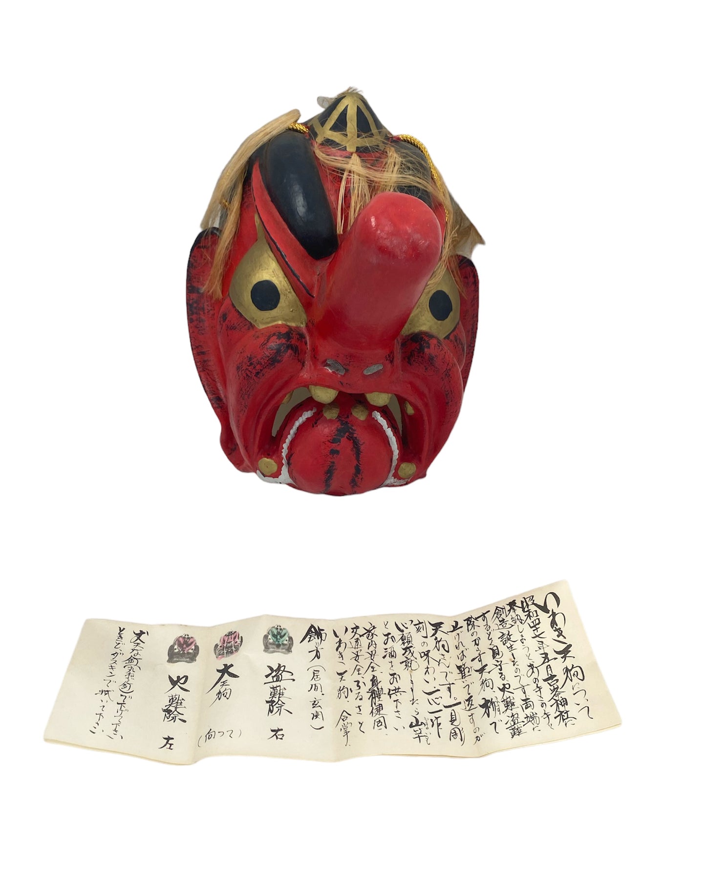 Local folk art handmade IWAKI Tengu Decorative mask