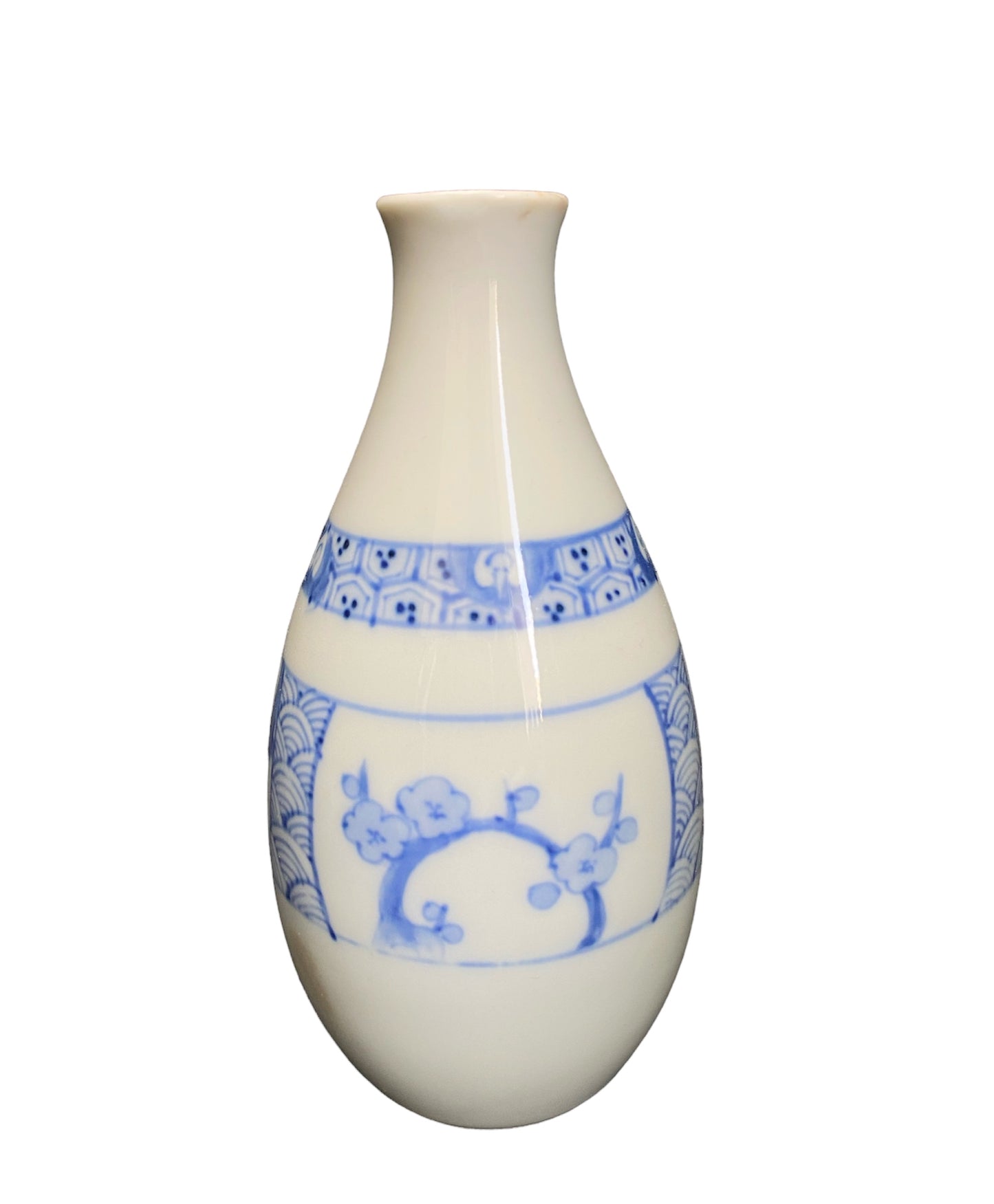 Plum-patterned small sake bottle