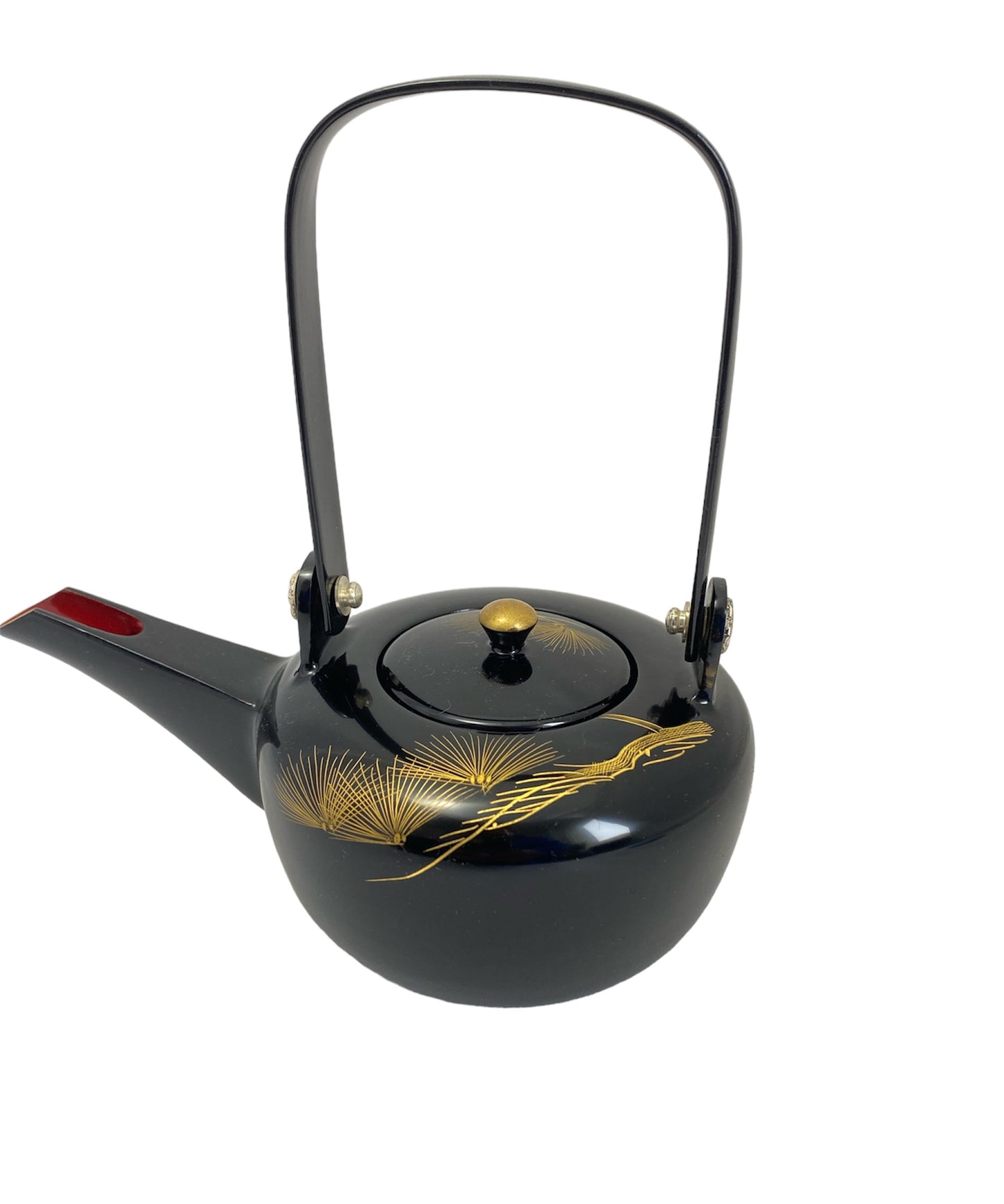 Lacquered sake bottle chokes for holding alcohol at weddings