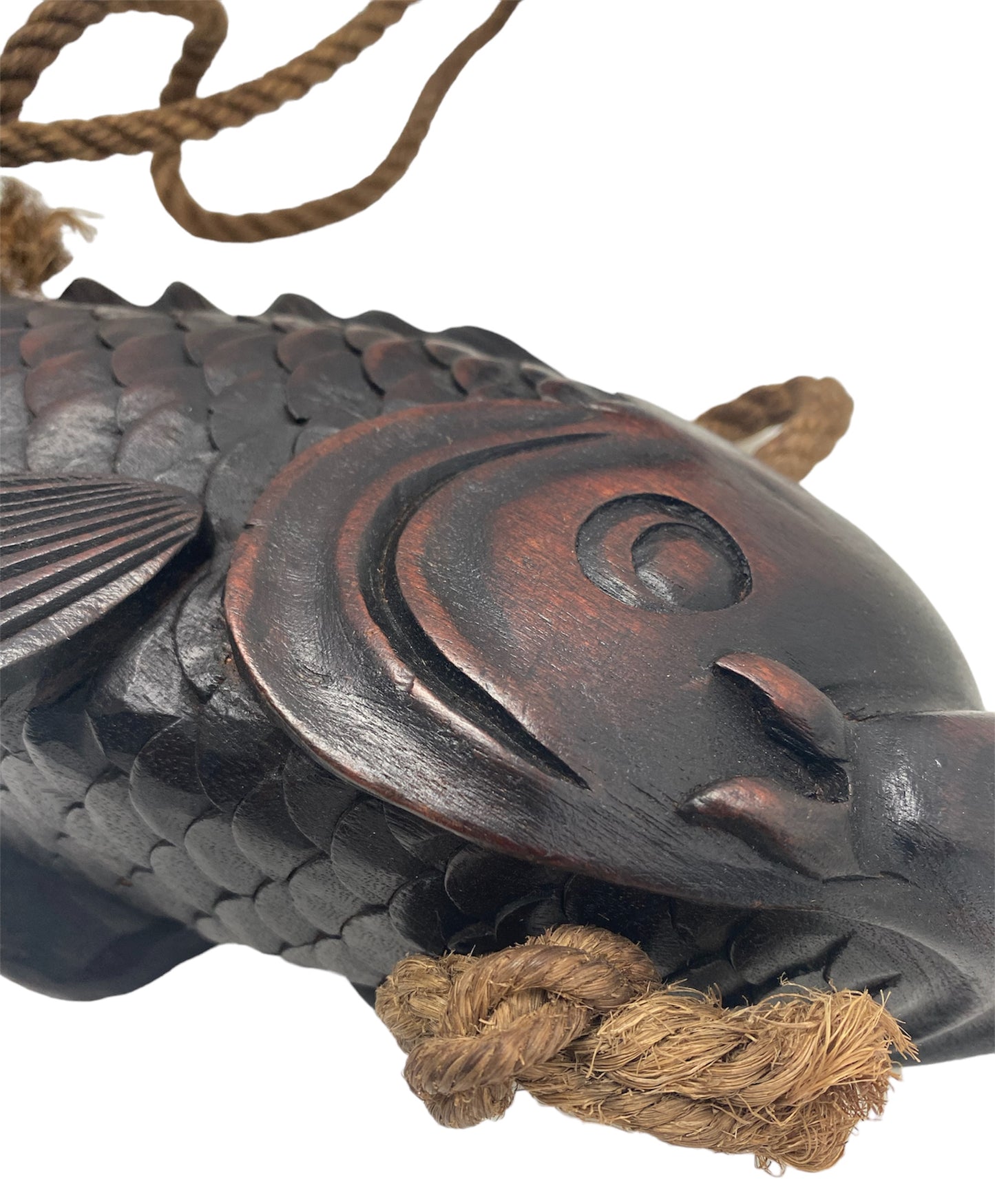 antique JIZAIKAGI with a pot-hook / Carved wooden carp.