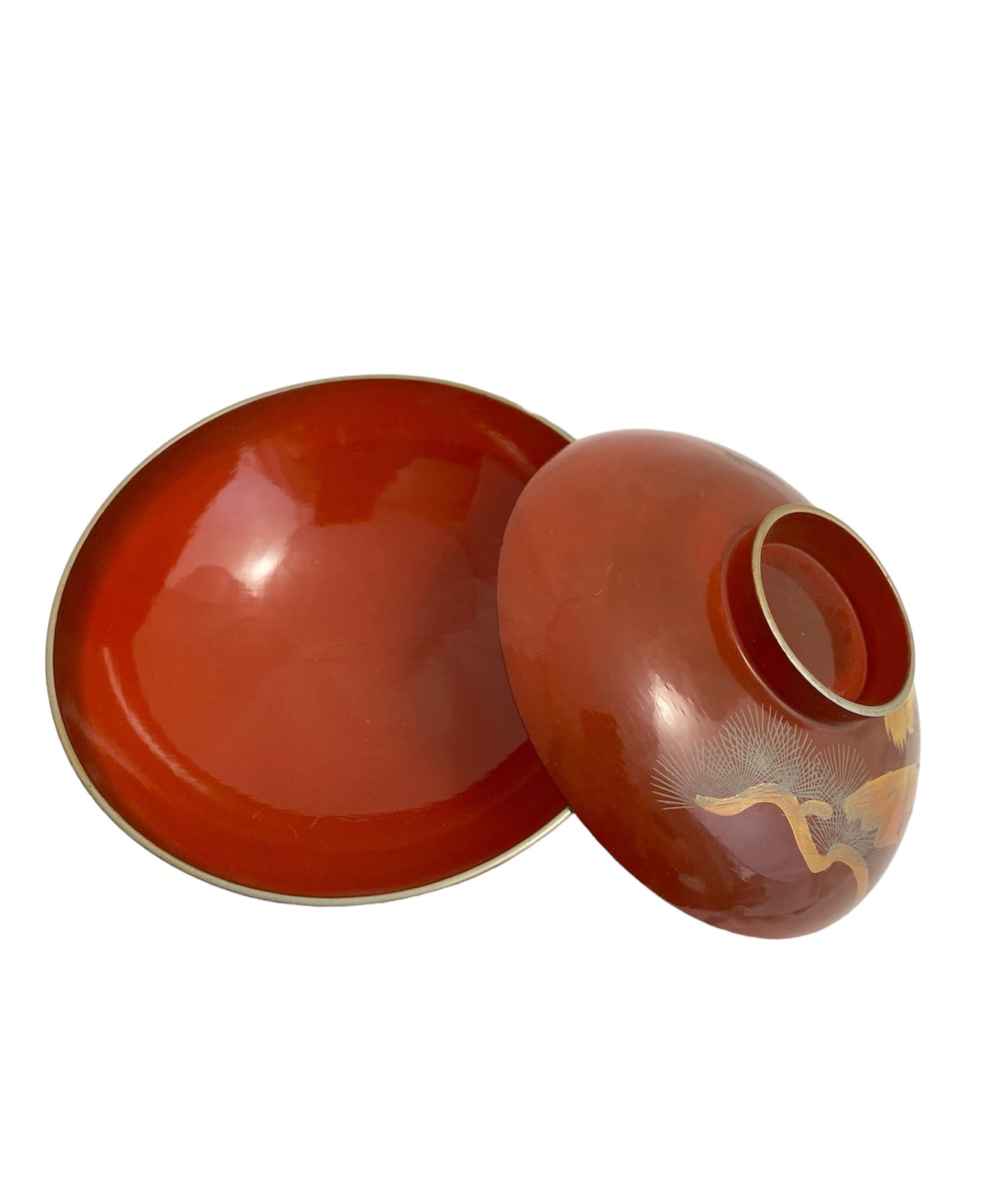 red Lacquered bowl with crane pattern