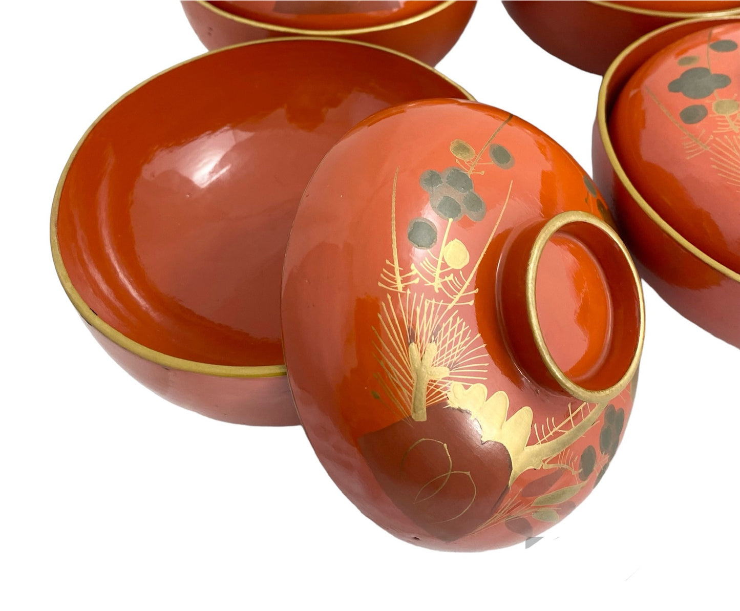 orange Lacquered bowl pine tree design