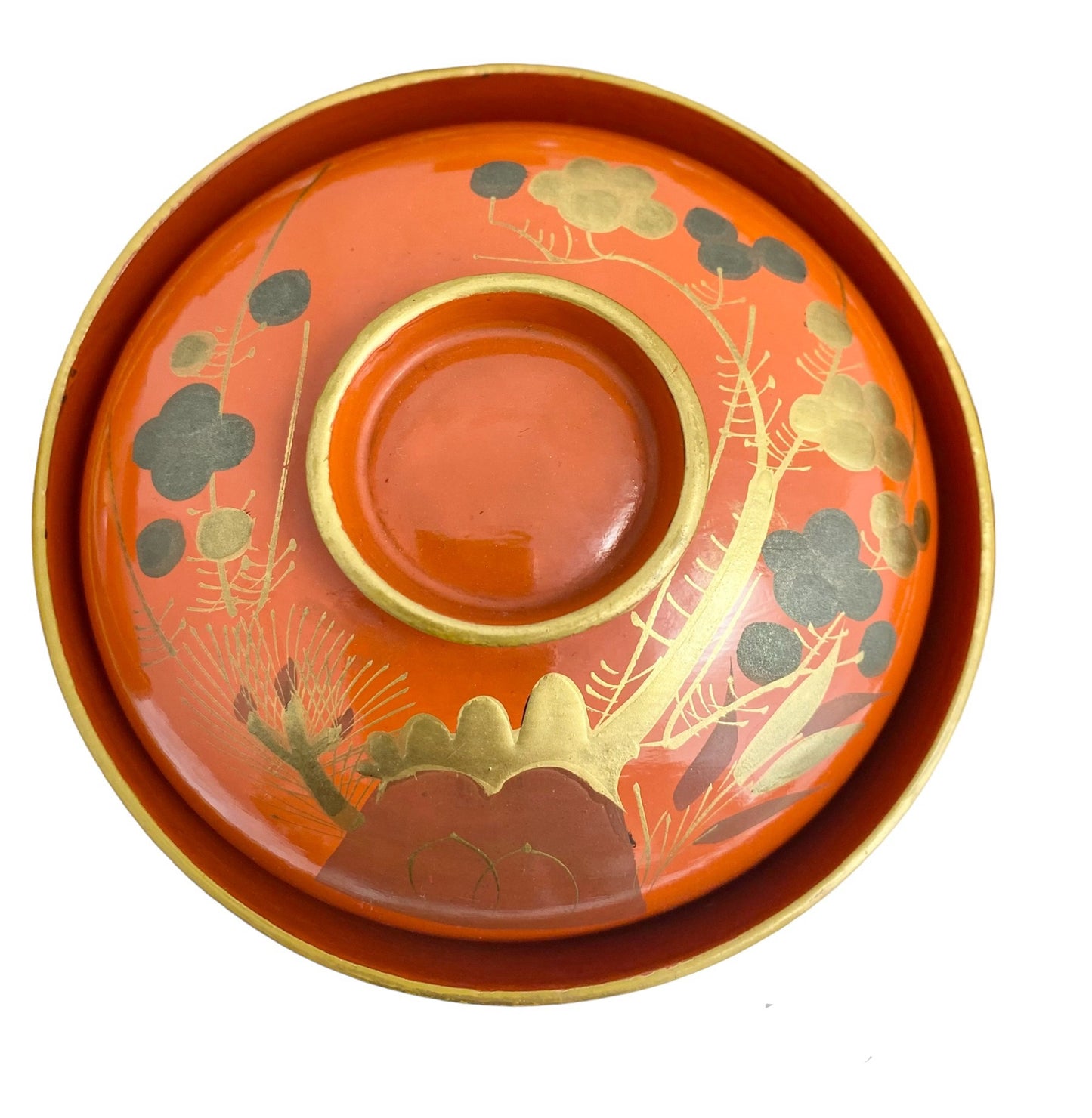 orange Lacquered bowl pine tree design