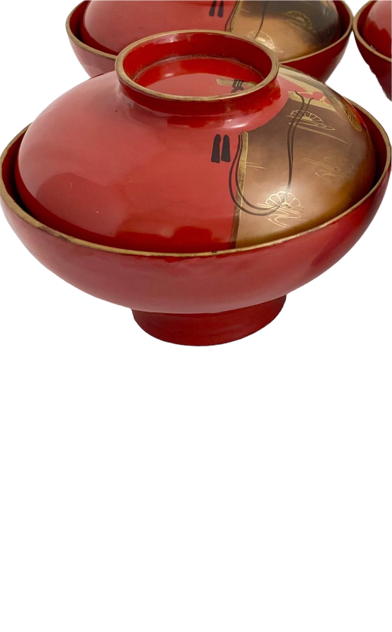 antique Lacquered bowl With falconry pattern