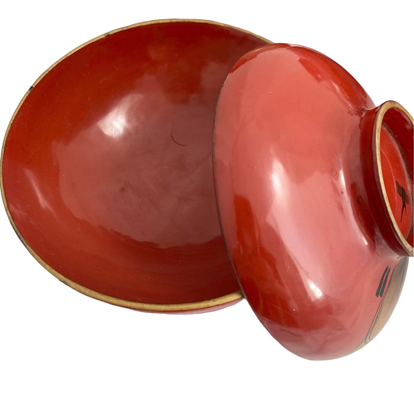 antique Lacquered bowl With falconry pattern