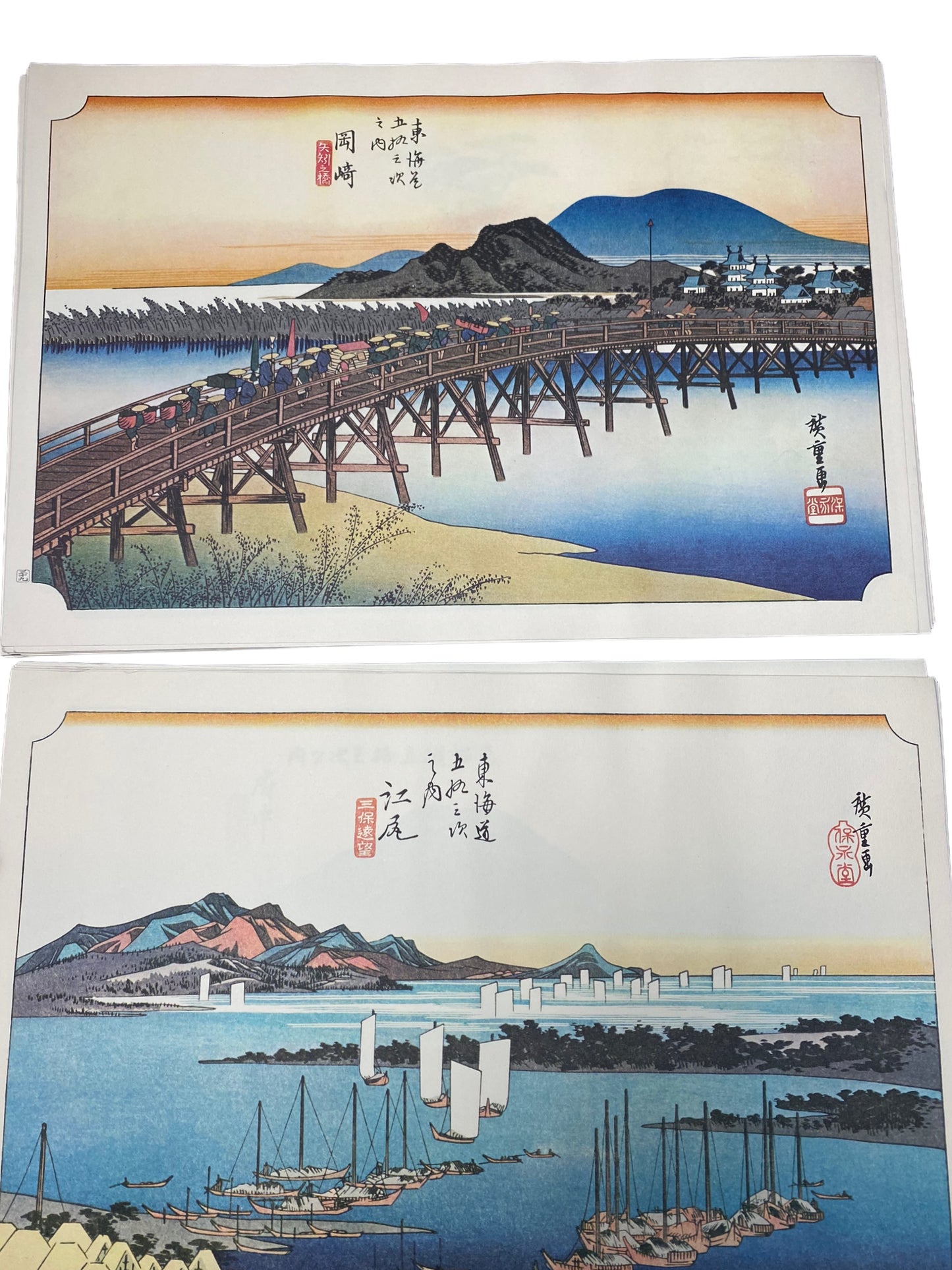 Fifty-three Stations of the Tokaido Ukiyoe map (TOKAIDO GOJÛ SANTSUGI) Colour reproduction set