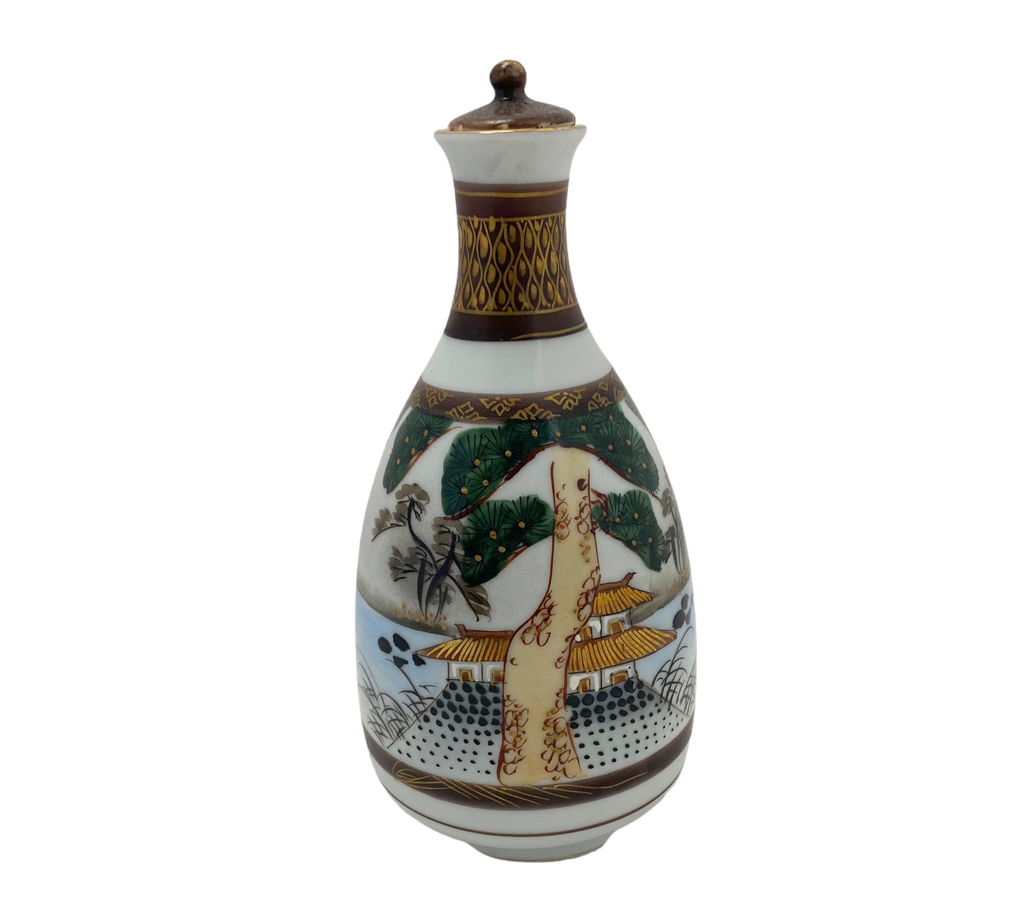 Kutani ware, sake bottle with lid