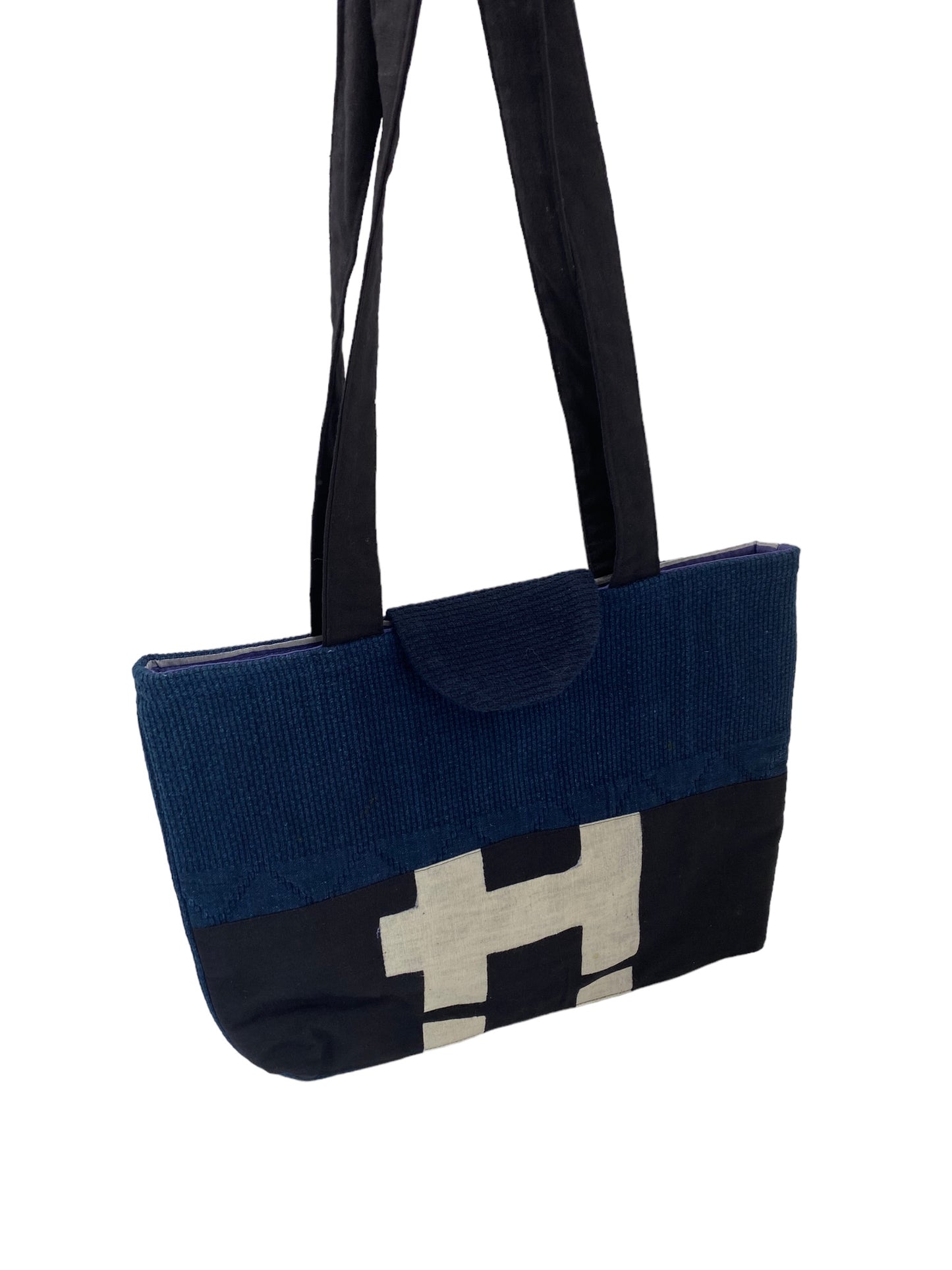 Handmade Handbag with happi/ workman's livery coat and long shoulder strap