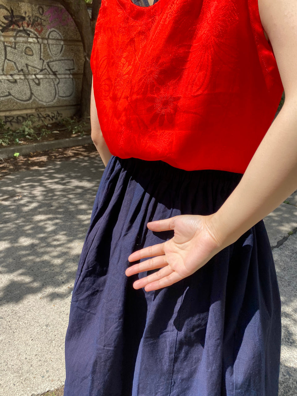 Skirt made of indigo-dyed HAKAMO from kendo wear.