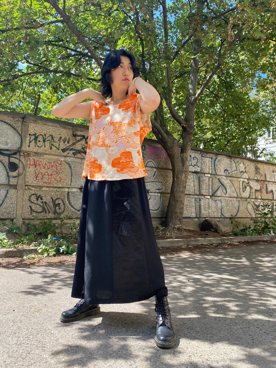 Exquisite Skirts Made from Authentic Kimono KUROMUJIMONTUKI Fabric – One-of-a-Kind Handcrafted Beauty