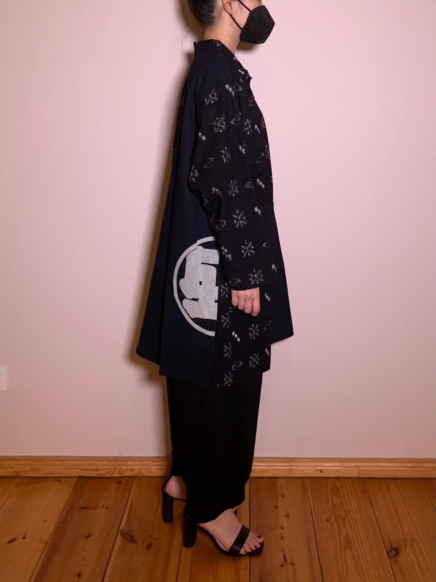 Timeless Elegance: Kasuri Long-Sleeved Jacket with Indigo Patchwork