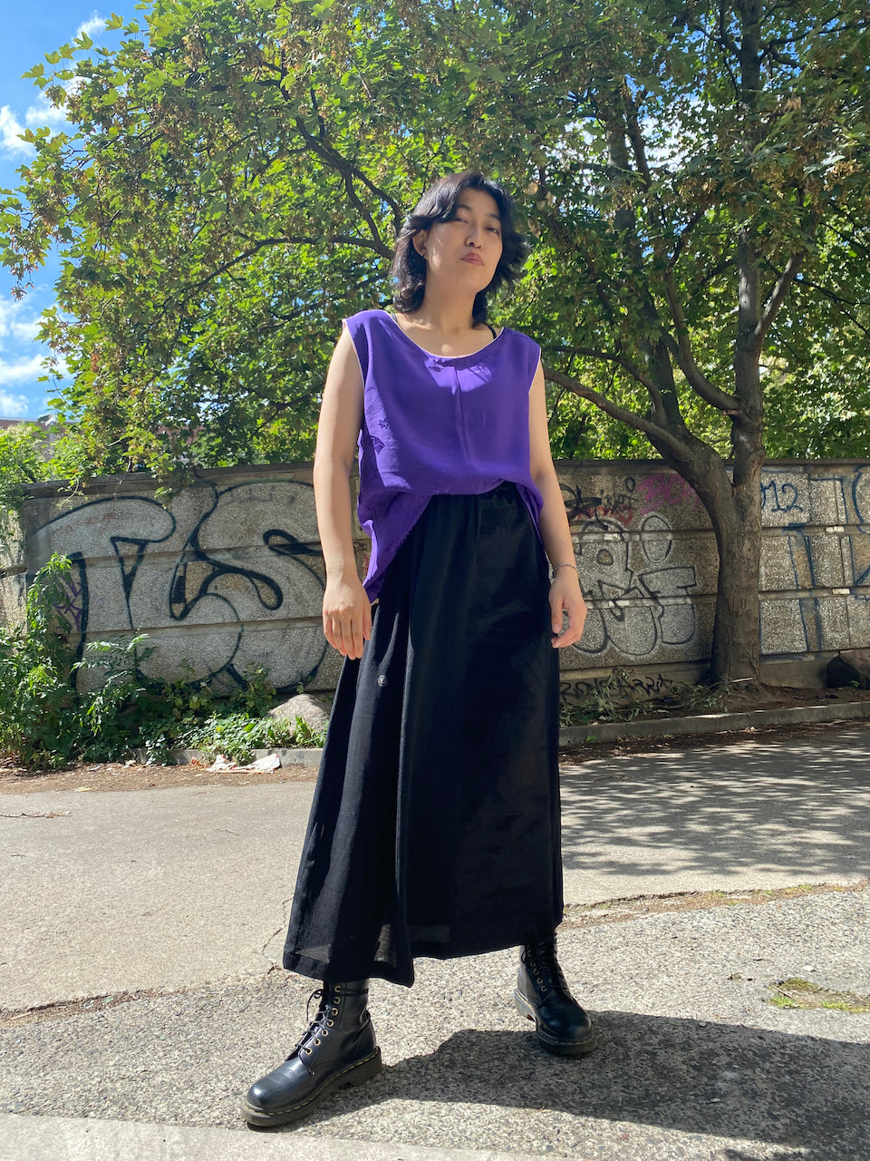 Tank tops made from silk purple kimonos.