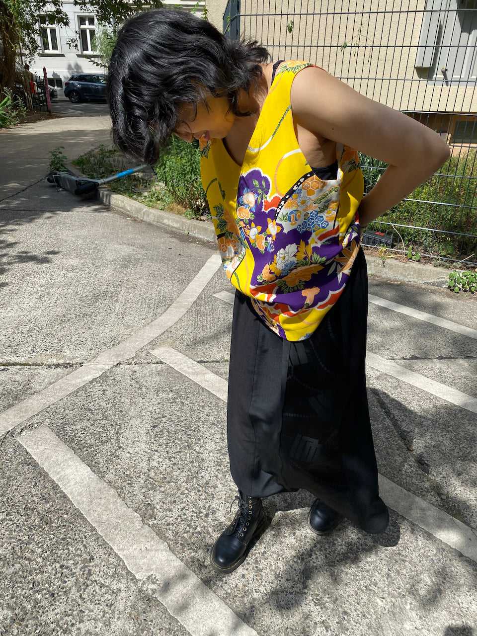 Handmade Silk Tank Top – Crafted from Authentic Yellow Kimono Fabric