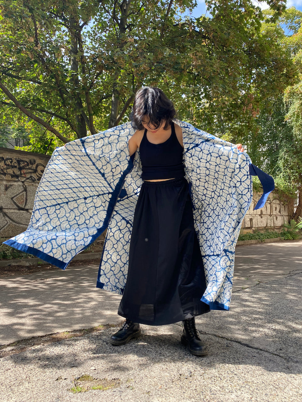 Exquisite Skirts Made from Authentic Kimono KUROMUJIMONTUKI Fabric – One-of-a-Kind Handcrafted Beauty