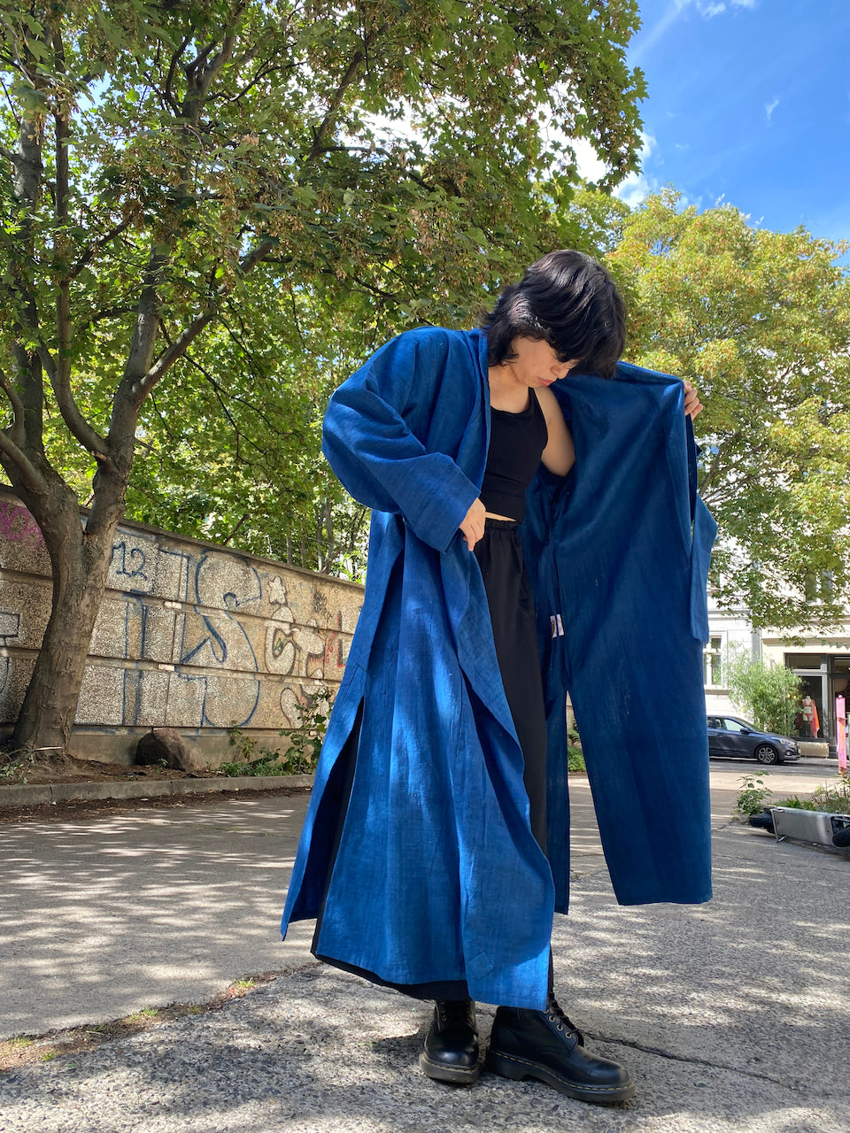 Eco-Friendly Indigo Summer Coat – Timeless Elegance and Natural Protection