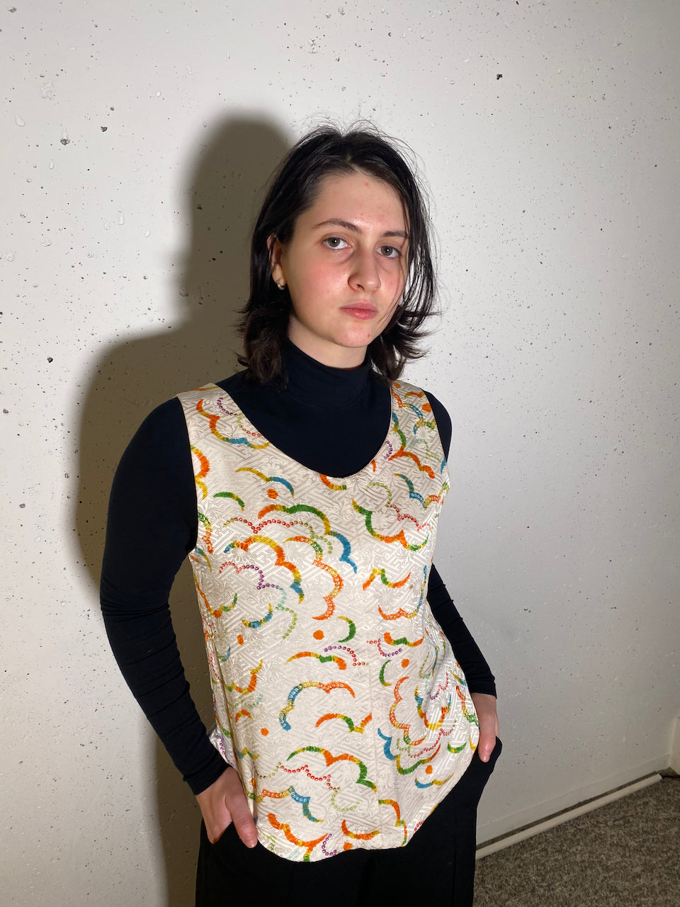 Elegant Tank Top – Soft Cotton Inside with Authentic Silk Kimono Exterior