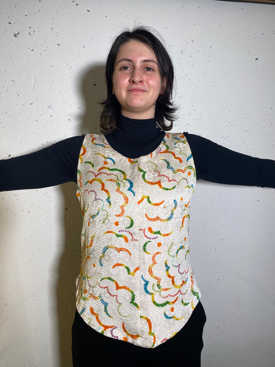 Tank tops made from cotton fabric inside, silk kimono outside
