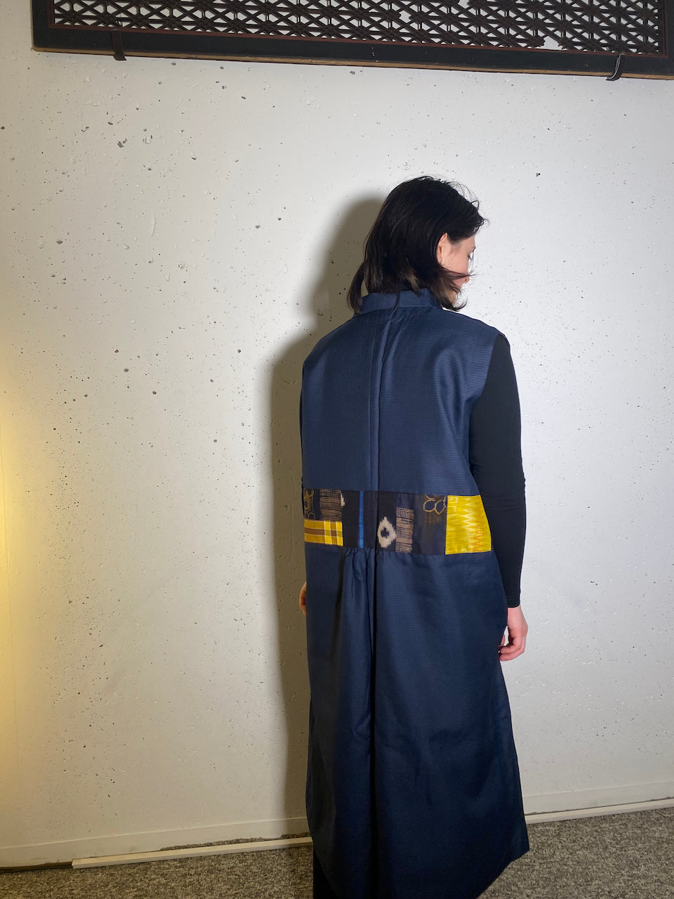 Timeless Elegance: Sleeveless Patchwork Dress Made from Vintage Kimono Silk