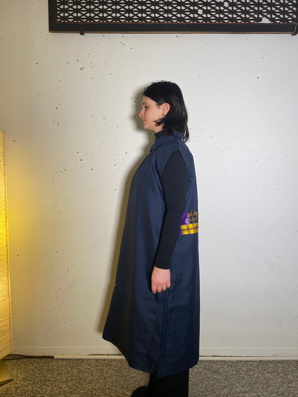 Timeless Elegance: Sleeveless Patchwork Dress Made from Vintage Kimono Silk
