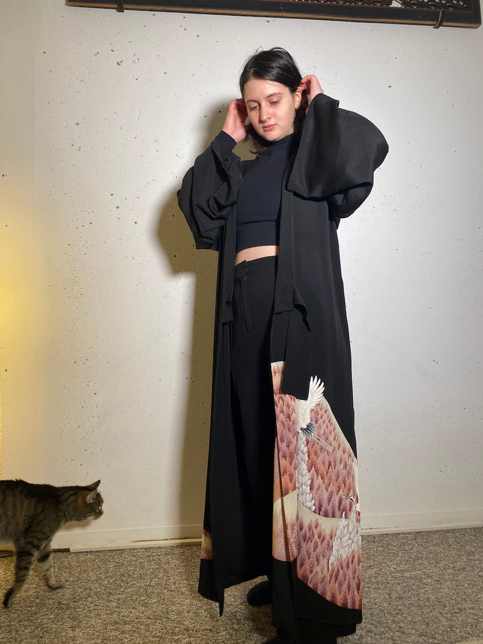 Crane Dreams – Handcrafted Tomesode Kimono Coat in Purple Silk