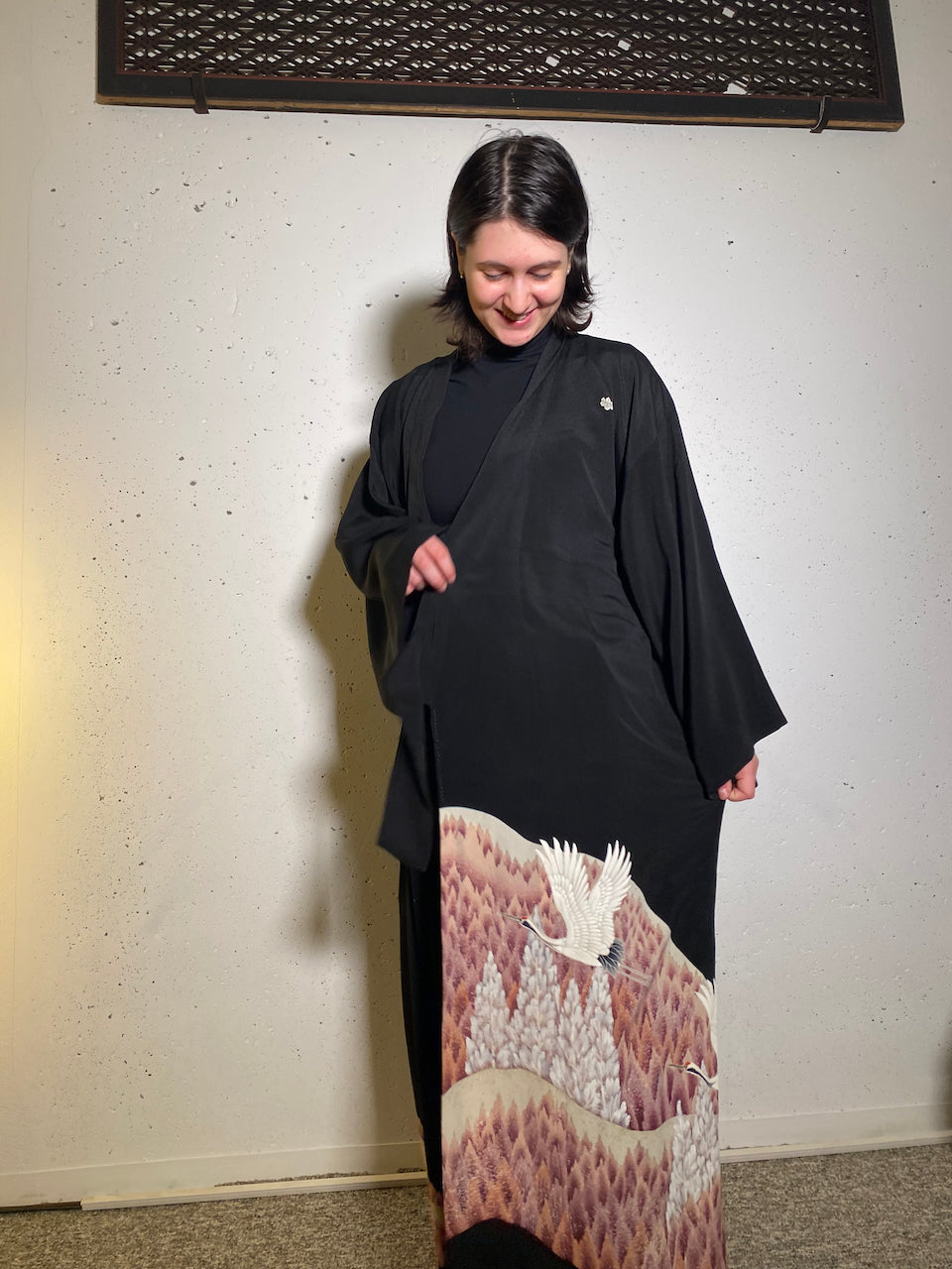 Crane Dreams – Handcrafted Tomesode Kimono Coat in Purple Silk
