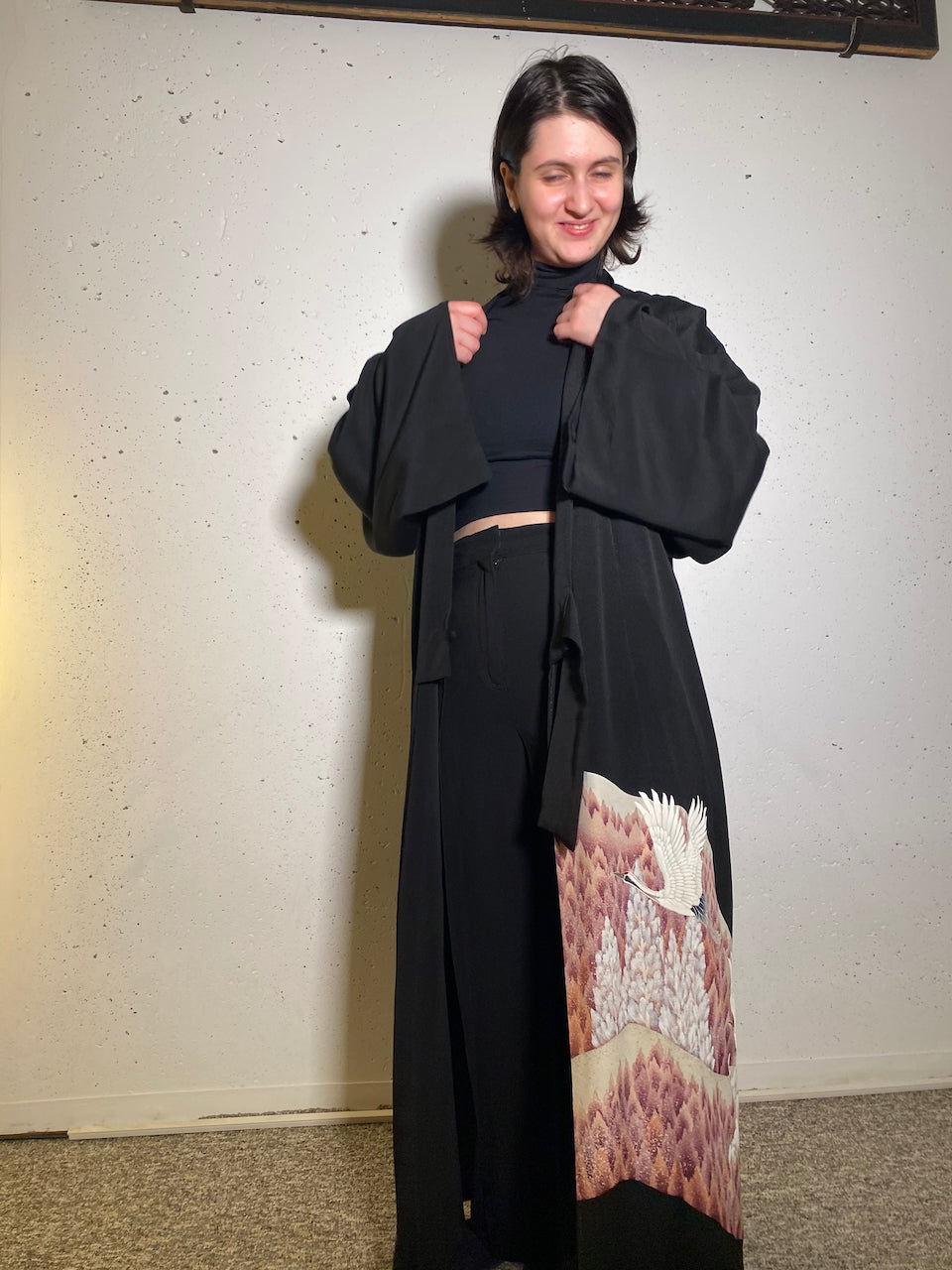 Crane Dreams – Handcrafted Tomesode Kimono Coat in Purple Silk
