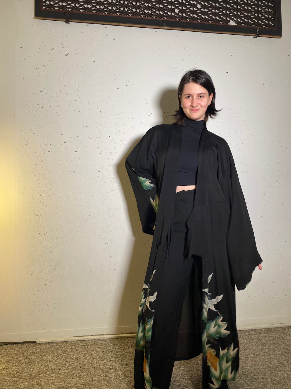 Antique Kimono Reinvented – Tomesode Coat with Elegant Crane Design