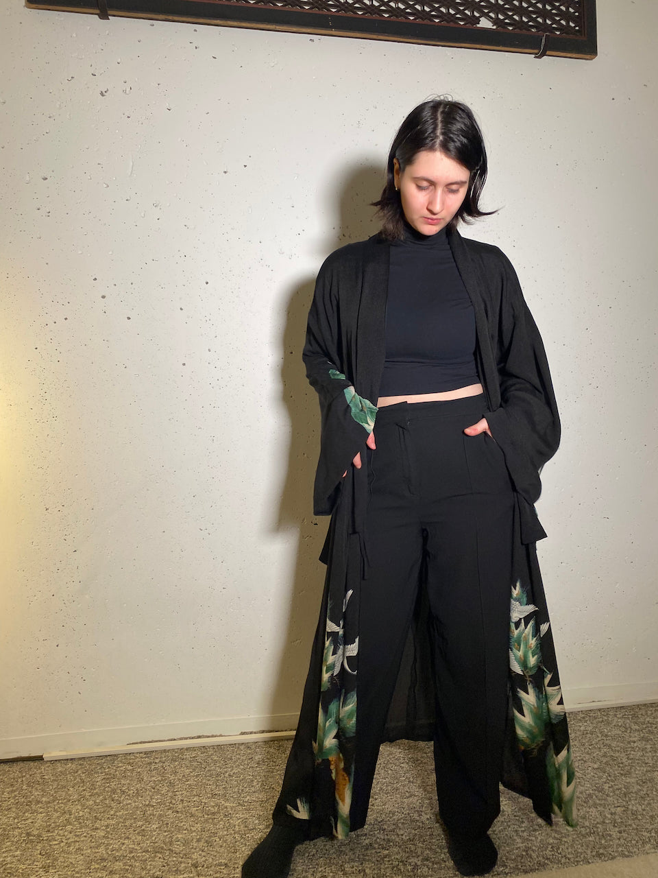 Antique Kimono Reinvented – Tomesode Coat with Elegant Crane Design
