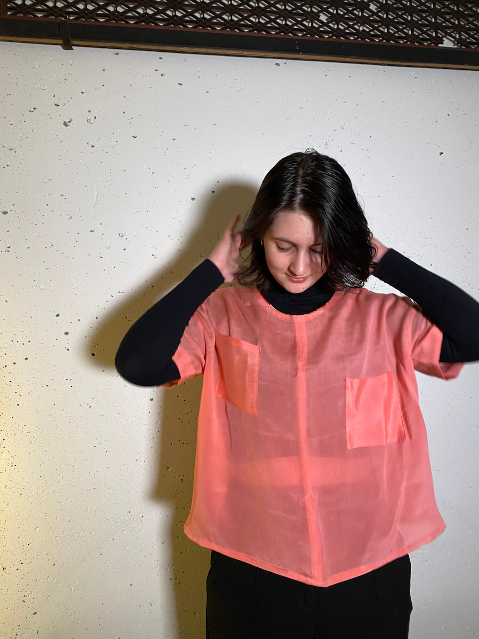 Sustainable Pink Shirt Crafted from Vintage Kimono Silk