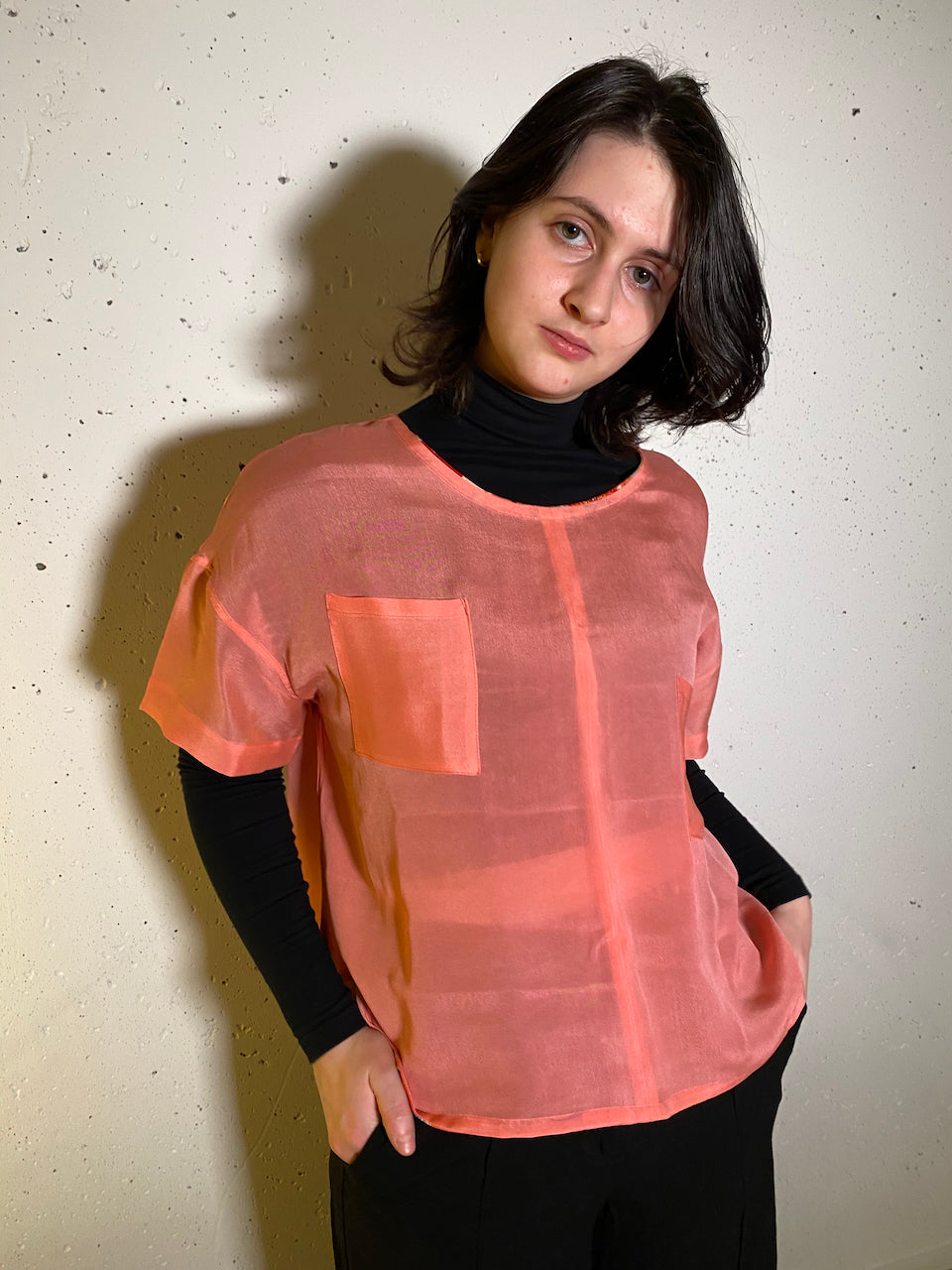 Sustainable Pink Shirt Crafted from Vintage Kimono Silk