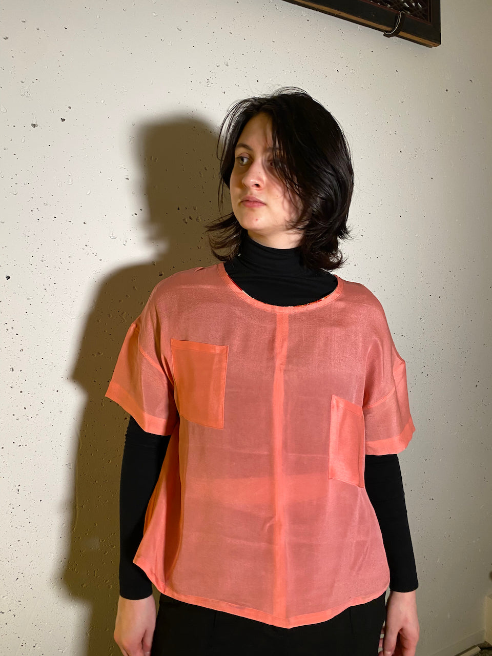 Sustainable Pink Shirt Crafted from Vintage Kimono Silk