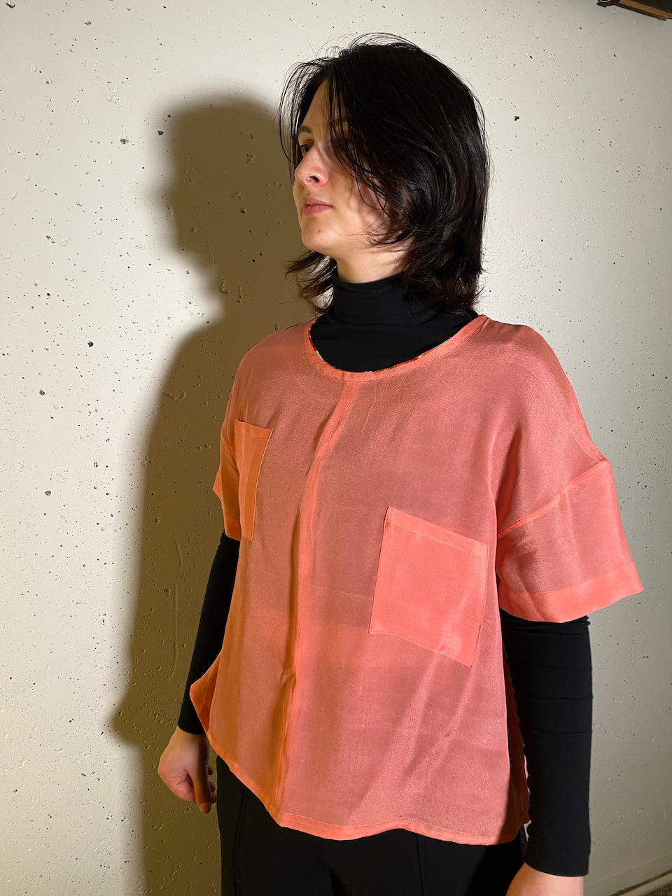 Sustainable Pink Shirt Crafted from Vintage Kimono Silk