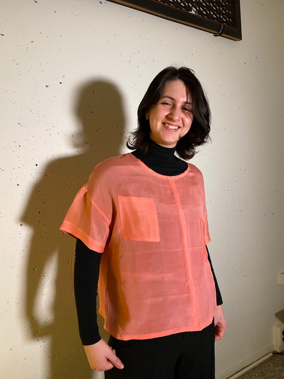 Sustainable Pink Shirt Crafted from Vintage Kimono Silk