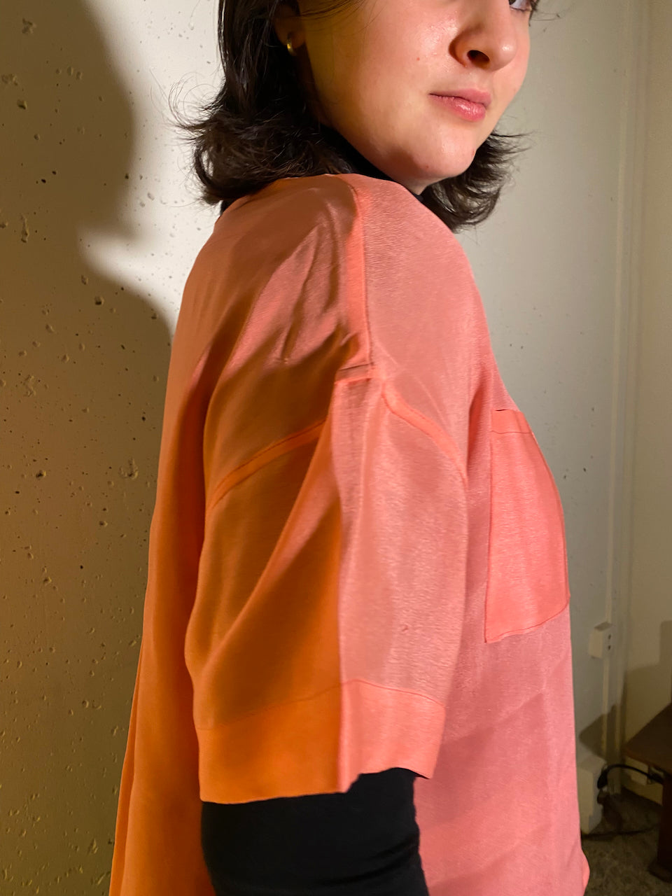 Sustainable Pink Shirt Crafted from Vintage Kimono Silk