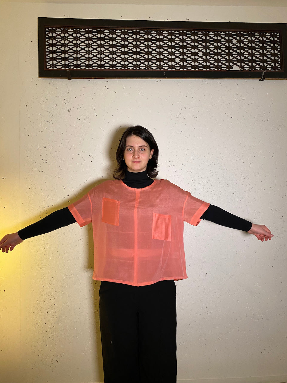 Sustainable Pink Shirt Crafted from Vintage Kimono Silk