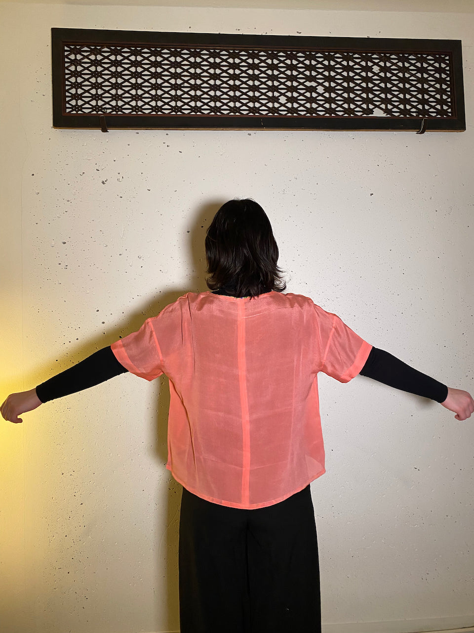 Sustainable Pink Shirt Crafted from Vintage Kimono Silk