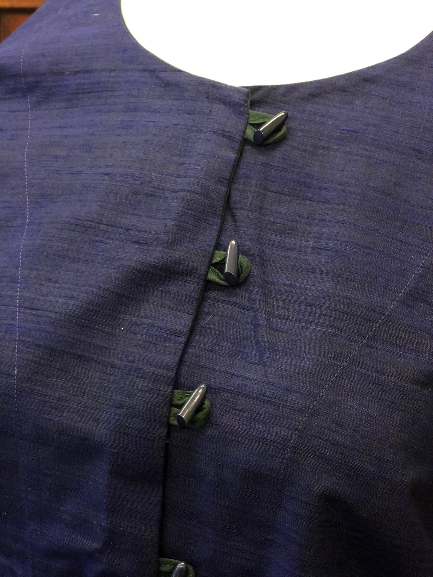 Elegant Navy & Green Silk Kimono Dress – A Timeless Blend of Tradition and Style