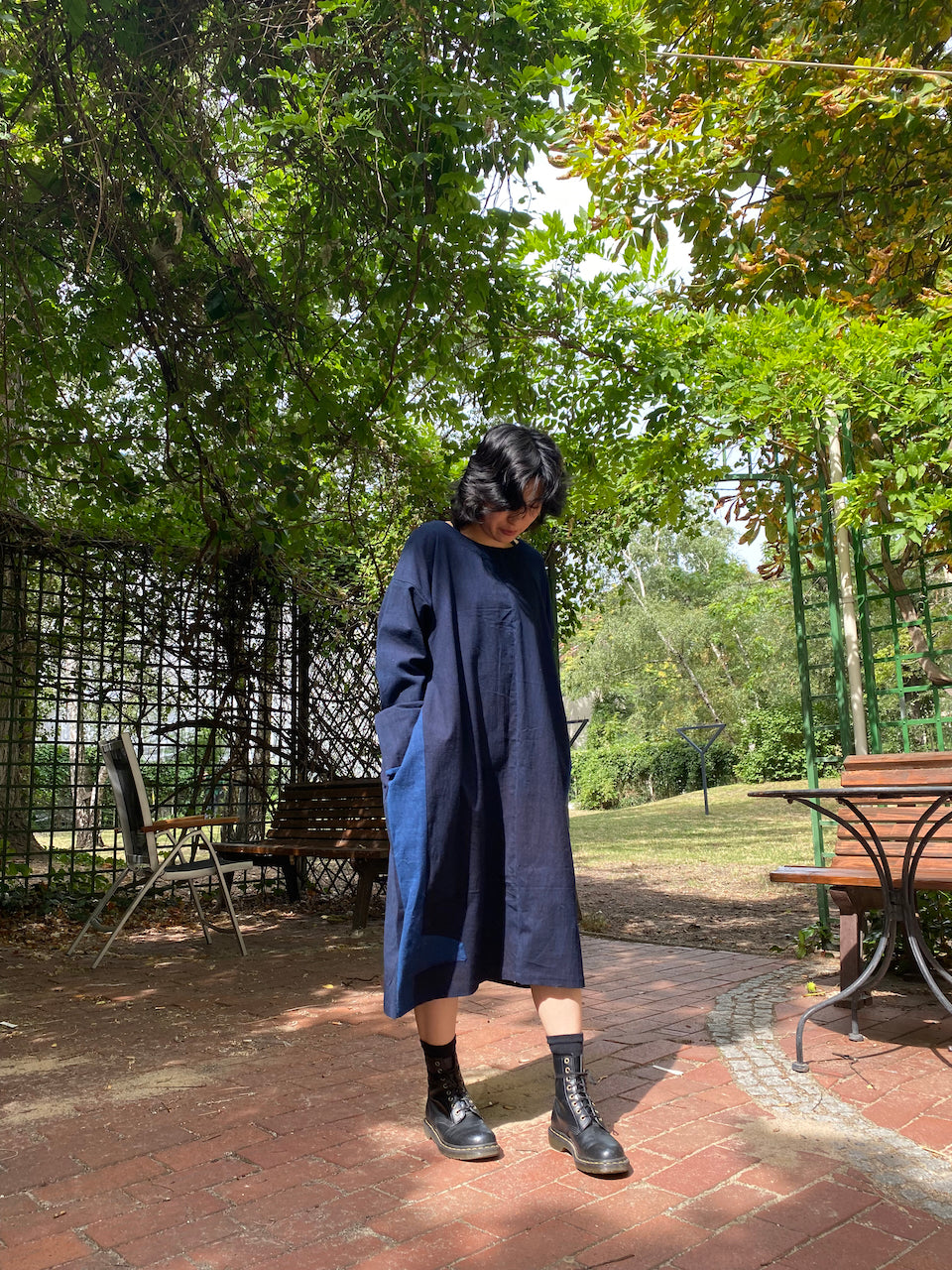 Eco-Friendly Indigo Patchwork Dress – Uniting Art, Culture, and Fashion